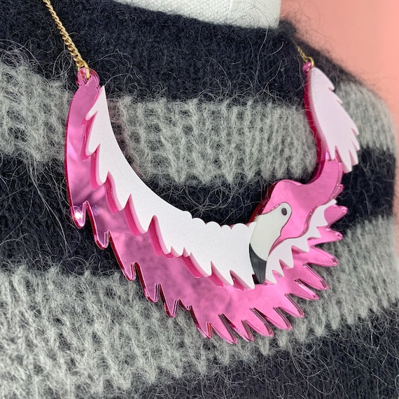 Flamingo Collar Plastic Jewellery Statement Necklace Perspex Jewellery Handmade Jewellery Animal Jewellery Acrylic Jewellery Flamingo Etsy Canada