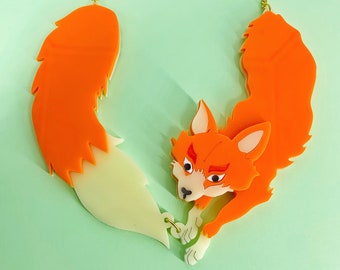 Fox necklace, animal jewellery, plastic jewellery, perspex jewellery, statement jewellery, statement necklace, handmade jewellery