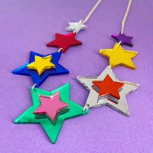 Super Star-ketting, lasergesneden sieraden, plastic sieraden, statement sieraden, handgemaakte sieraden, perspex sieraden, statement ketting