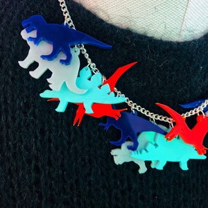 Dinosaur necklace, perspex jewelry, perspex jewellery, plastic jewellery, plastic  jewelry, handmade, Acrylic jewellery, acrylic necklace