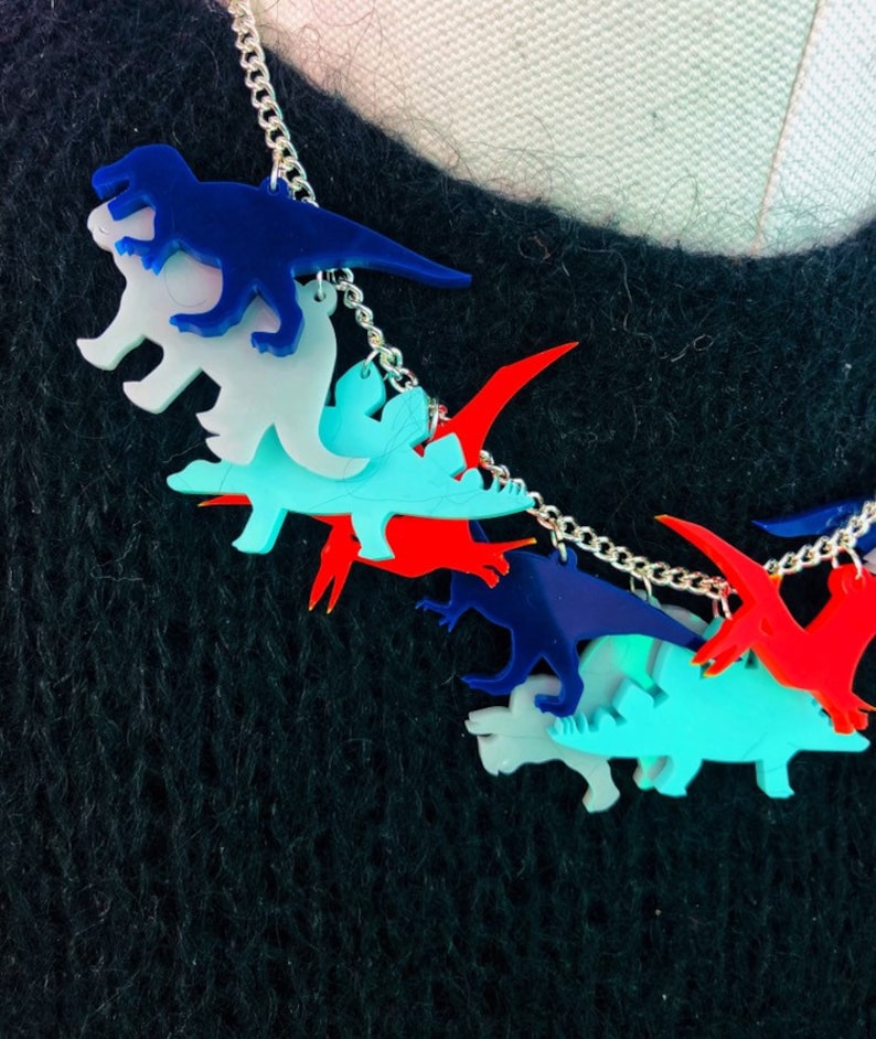 Dinosaur Necklace Perspex Jewelry Perspex Jewellery Plastic Etsy