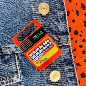 80's toy brooch, Speak & spell brooch, plastic jewellery, acrylic jewellery, perspex jewellery, handmade jewellery, statement jewellery, acr