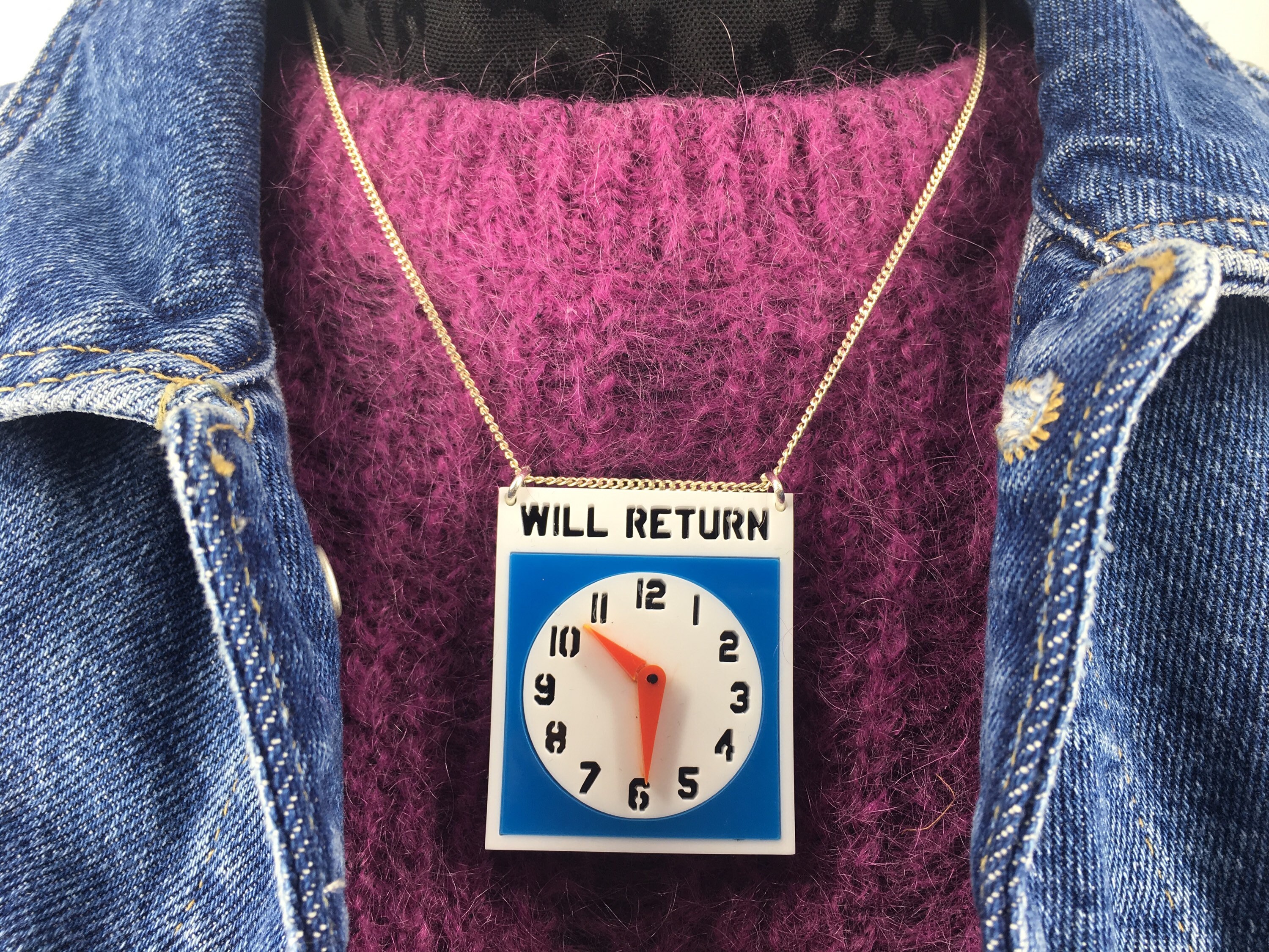 Retro Clock Clock Necklace Perspex Necklace Perspex | Etsy