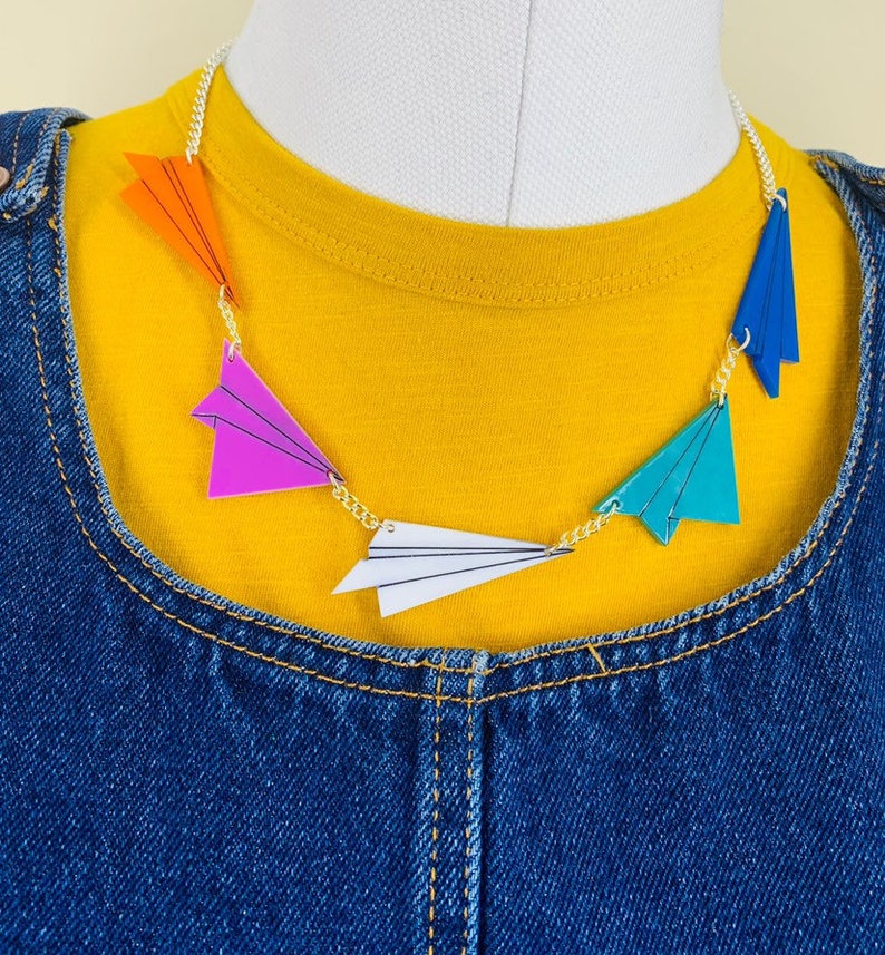 Paper Plane Necklace Plastic Jewellery Acrylic Jewellery Etsy