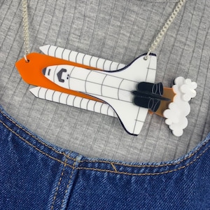 Shuttle necklace, space jewellery, plastic jewellery, perspex jewellery, acrylic jewellery, handmade jewellery, nasa jewellery