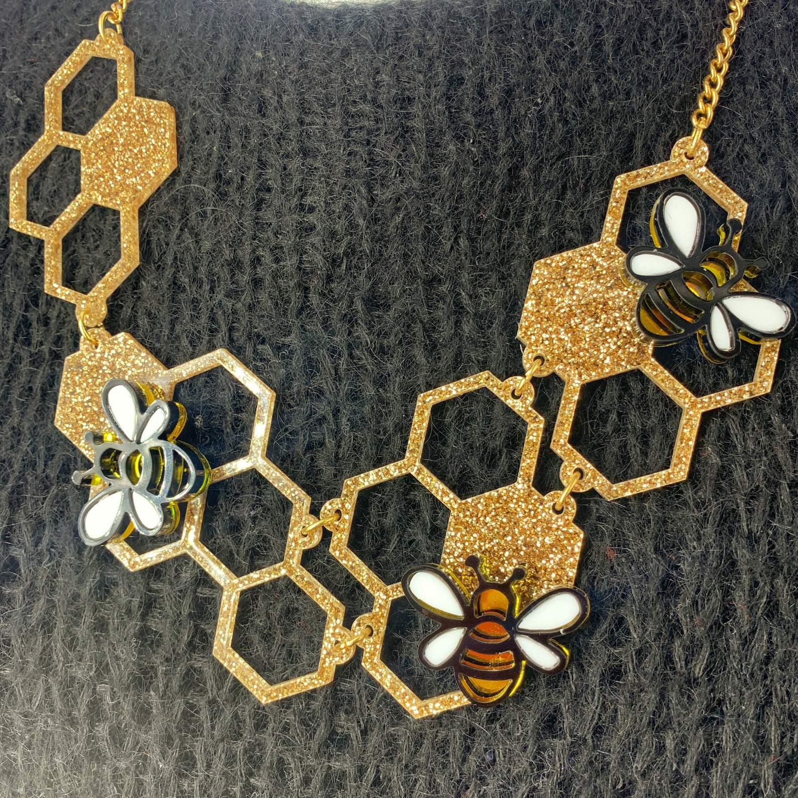 Bee Hive Necklace Statement Jewellery Statement Necklace Etsy