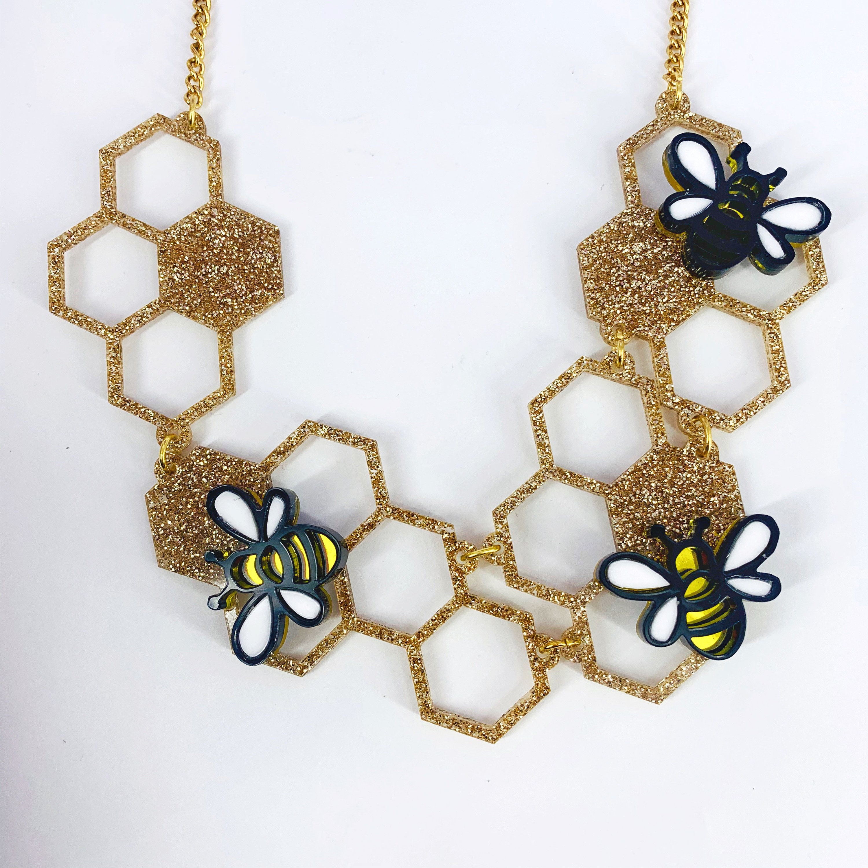 Bee Hive Necklace Statement Jewellery Statement Necklace Etsy