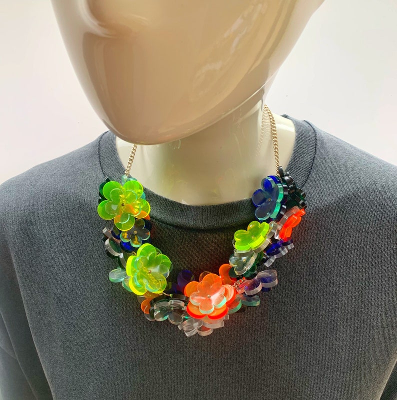 Flower Power Necklace Acrylic Necklace Acrylic Jewellery Etsy