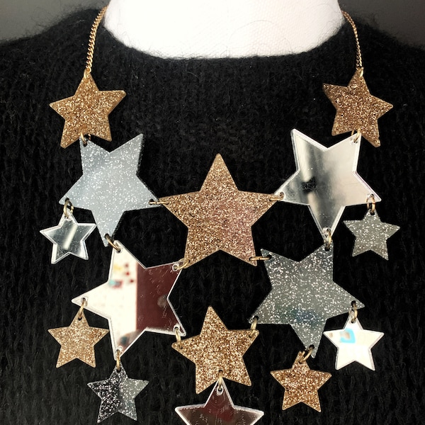Black magic necklace, plastic jewellery, acrylic jewellery, perspex jewellery, handmade jewellery, retro jewellery, statement Necklace