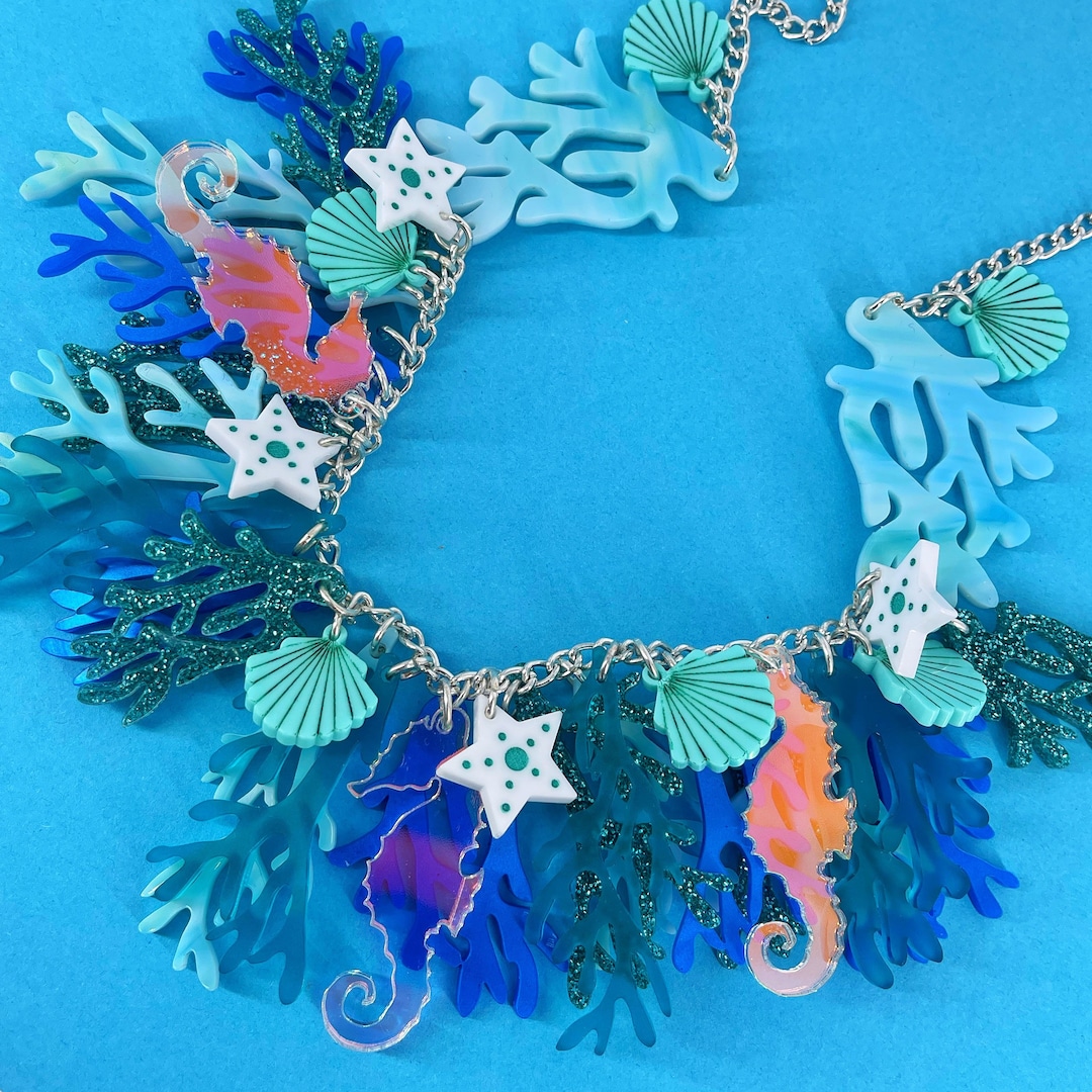 Coral Necklace, Statement Jewellery, Statement Necklace, Plastic