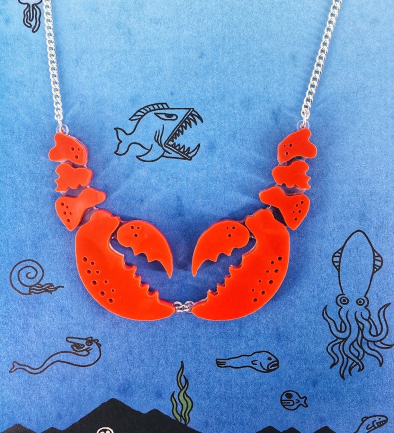 Lobster Necklace Perspex Jewellery Perspex Jewelry Acrylic Etsy UK