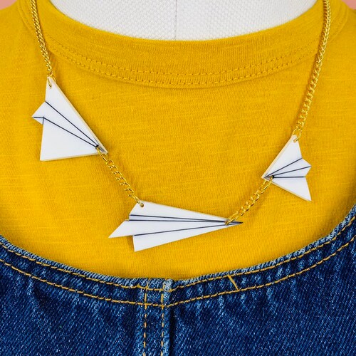 Paper Plane Necklace Plastic Jewellery Acrylic Jewellery Etsy