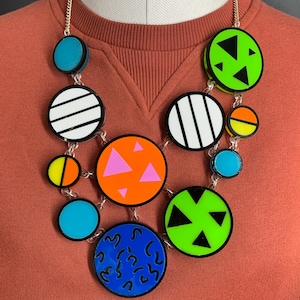 Patterned necklace, laser cut jewellery, perspex jewellery, plastic jewellery, statement necklace, statement jewellery
