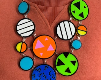Patterned necklace, laser cut jewellery, perspex jewellery, plastic jewellery, statement necklace, statement jewellery