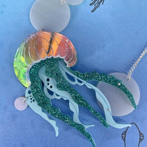 Jellyfish necklace, laser cut jewellery, handmade jewellery, 3d jewellery, plastic jewellery, statement jewellery, statement necklace