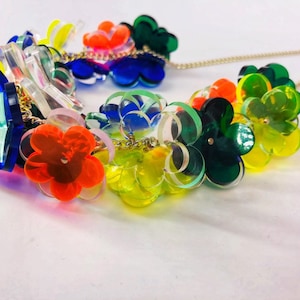 Flower Power Necklace, Acrylic Necklace, Acrylic Jewellery, Neon Necklace, Flower Necklace, Leaf Necklace, fun jewellery, acrylic necklace