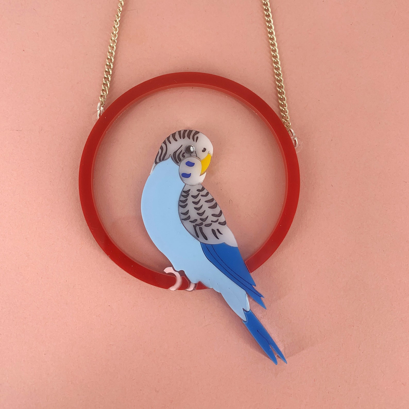 Budgie Necklace Perspex Jewellery Plastic Jewellery Acrylic Etsy UK