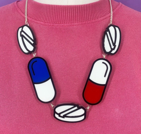 Chill Pill Necklace Plastic Jewellery Acrylic Necklace Handmade