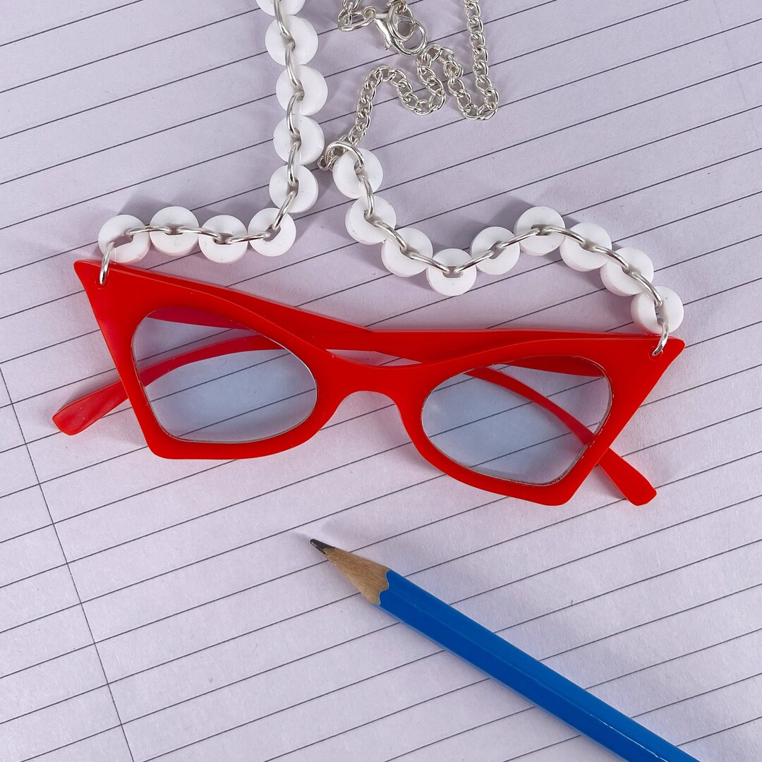 Glasses Necklace, Handmade Jewellery, Plastic Jewellery, Statement