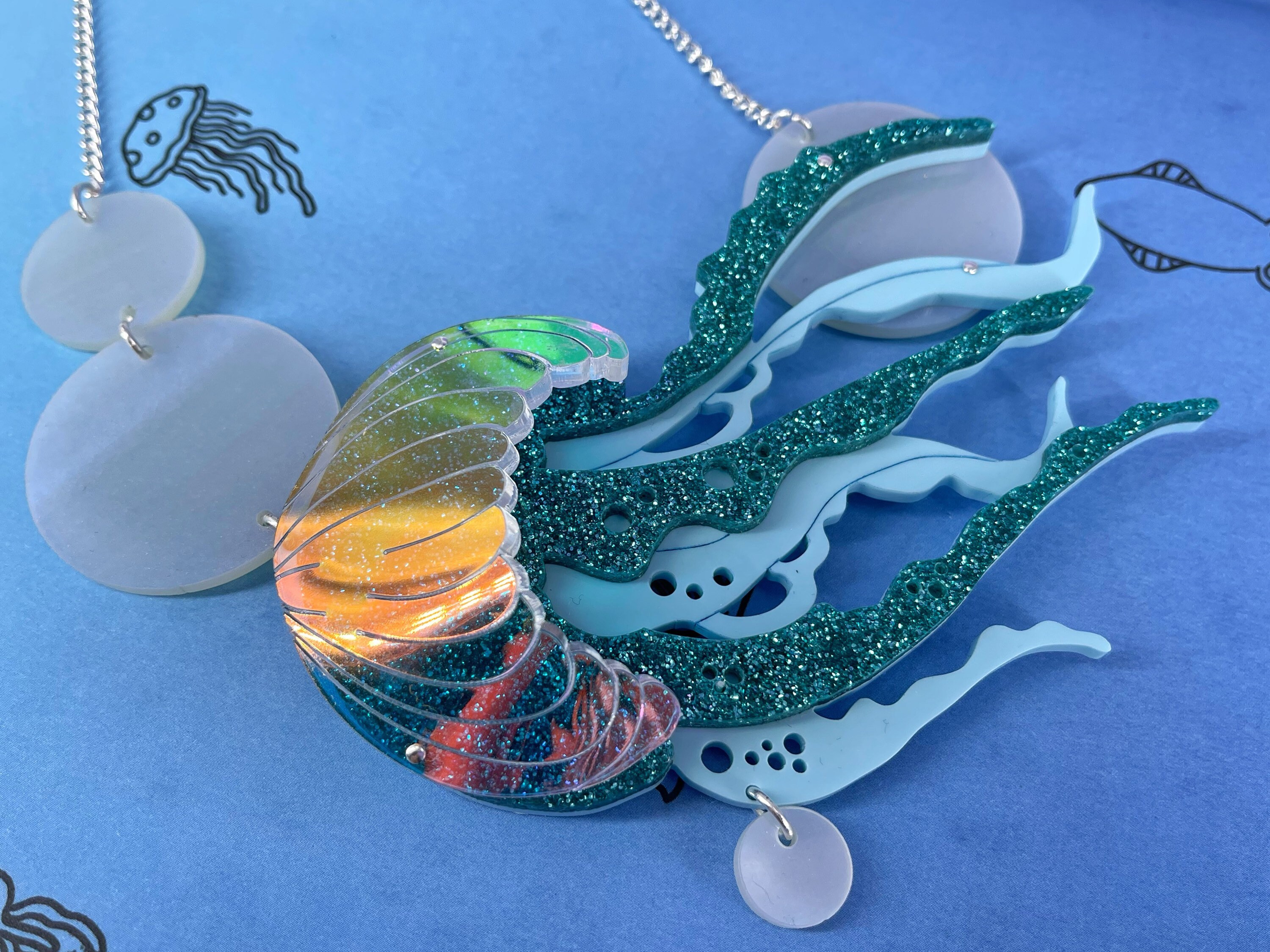 Jellyfish Necklace Laser Cut Jewellery Handmade Jewellery Etsy