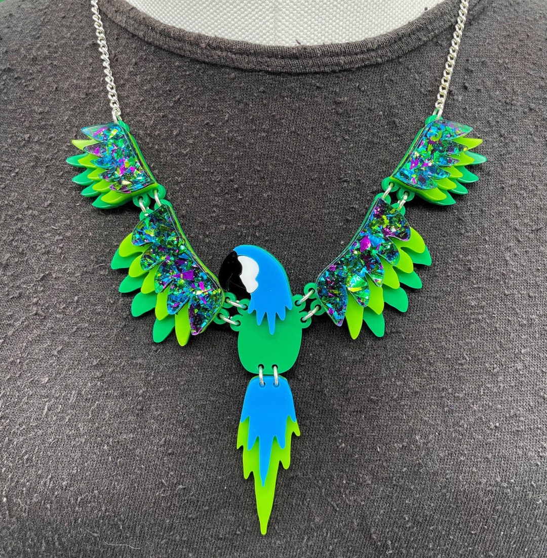 Polly Parrot Necklace, Plastic Jewellery, Laser Cut Jewellery ...