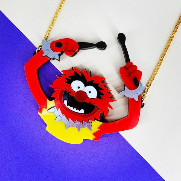 Muppet necklace, animal necklace, acrylic jewellery, perspex jewellery, plastic jewellery, perspex jewelery, handmade jewellery, muppets p