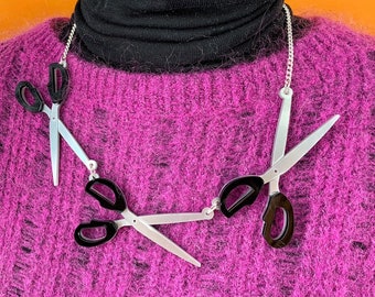 Scissors necklace, acrylic jewellery, plastic jewellery, handmade jewellery, acrylic jewelry, perspex jewellery, perspex jew