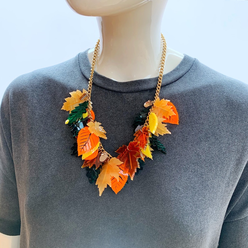Autumn necklace plastic jewellery statement jewellery Etsy