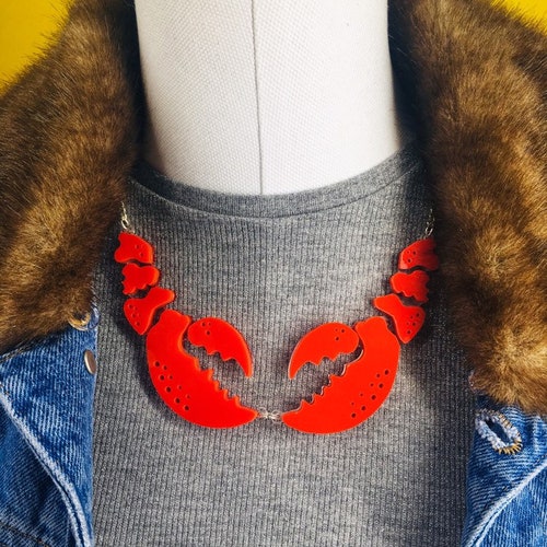 Lobster Necklace Perspex Jewellery Perspex Jewelry Acrylic Etsy