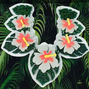 Hibiscus necklace, tropical necklace, statement jewellery, statement necklace, laser cut jewellery, plastic jewellery, handmade jewellery,