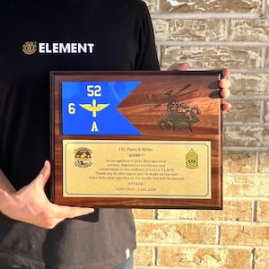 Military Award Plaque 10x13 Walnut Plaque W Guidon - Etsy