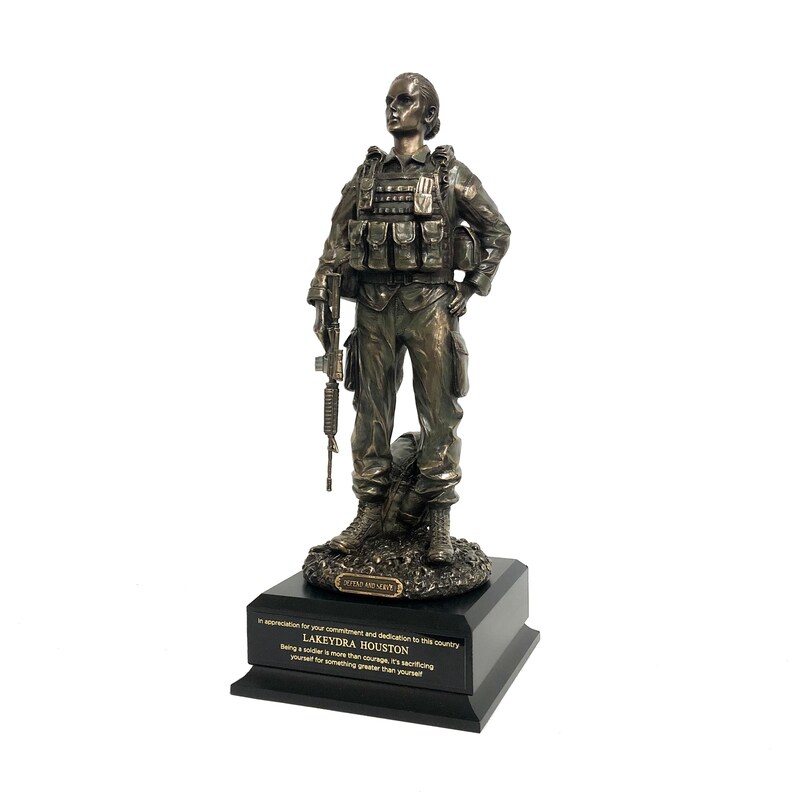 Female Soldier Award Statue Etsy