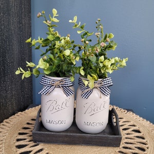 Mason Jar Centerpiece: Farmhouse Rustic Table Decor, All Season Accent