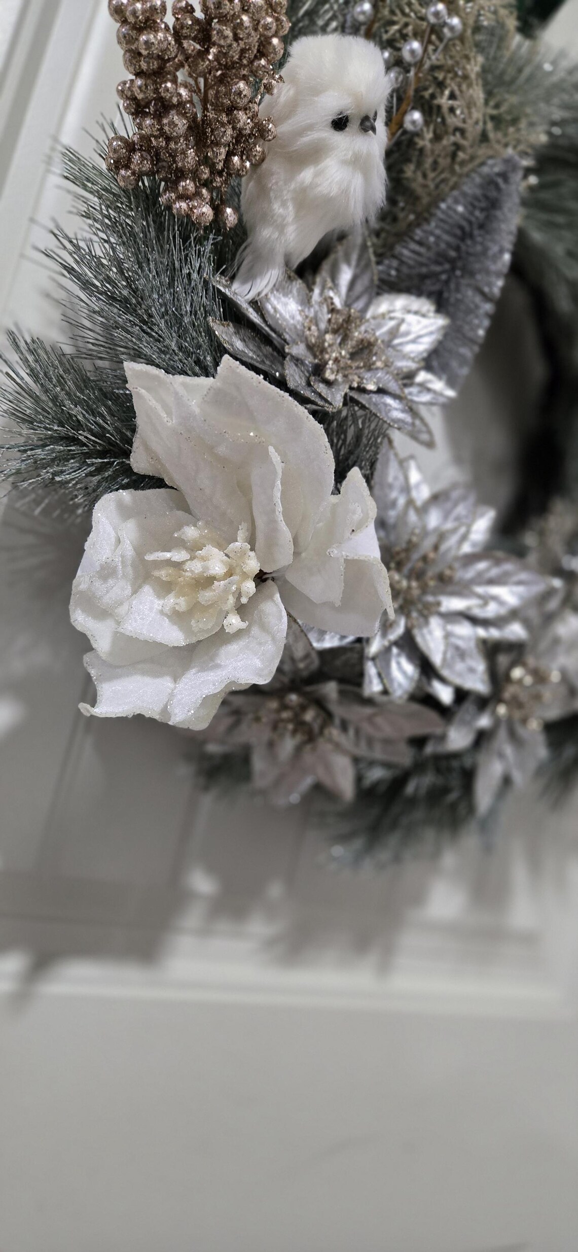 Snowy Winter Wreath With Owl, Winter Pine Wreath, Wintery Owl Wreath ...