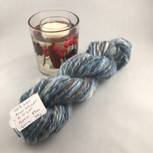 Air Force Blue, Handspun, 100% Wool, 2 ply, Aran Weight, Thick and Thin Art Yarn, 35g, 49m image 1