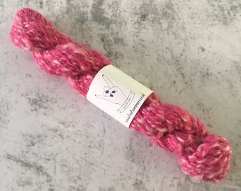 Raspberry Sorbet, Hand Spun, Wool/Silk/Alpaca, Aran Weight, Art Yarn, Mini Skein, 19g, 33m