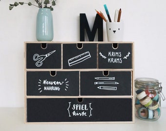 Tafelfolie für IKEA MOPPE-Regal / DIY Tafel-Klebefolie für deine Mini-Kommode - wieder abwischbar