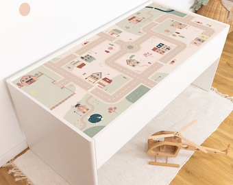 Adhesive film for IKEA DUNDRA play table - play street pink