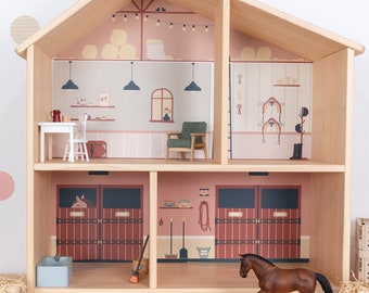 Adhesive film for IKEA FLISAT dollhouse - horse stable