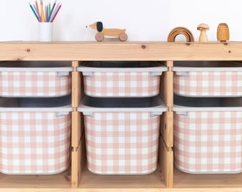 Checkered adhesive film for IKEA TROFAST box pink