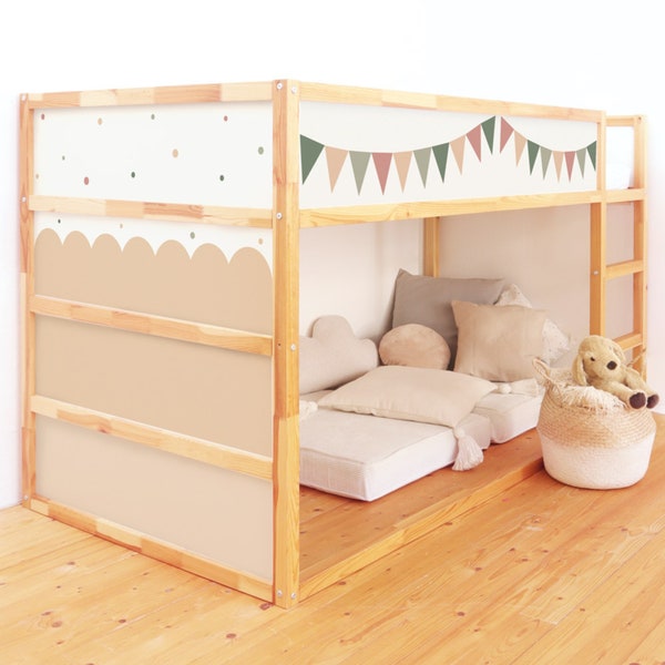 Autocollant pour le lit IKEA KURA fanion beige