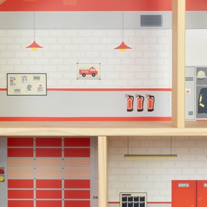 Klebefolie Feuerwehr passend für das Ikea Flisat Puppenhaus. Hochauflösend und CE-geprüft