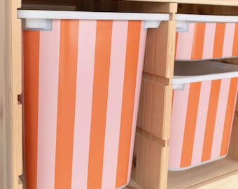 Stripes adhesive film for IKEA TROFAST box pink (bright)