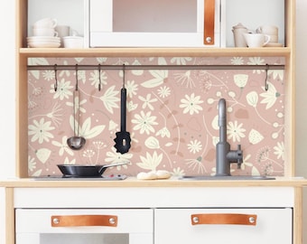 Sticker pour la cuisine pour enfants IKEA DUKTIG paroi arrière fleurs rosé
