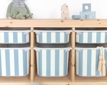 Stripes adhesive film for IKEA TROFAST box Nordic Blue (matt)