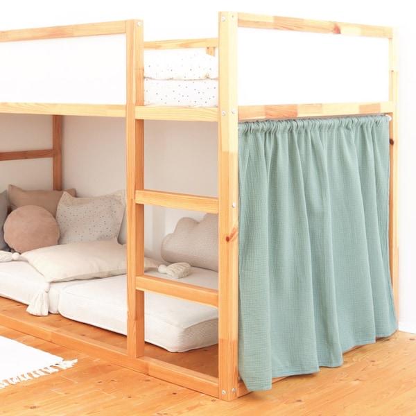 Cortina/cortina (1 pieza) para cama IKEA KURA como cama de casa de eucalipto