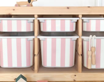Stripes adhesive film for IKEA TROFAST box pink (matt)