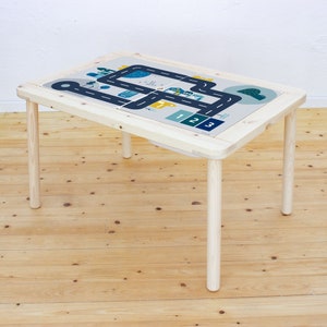 Furniture not Included Fun Driver Racing Learning Playroom Kids School IKEA Flisat Table Sticker With Personalised Race Car Design