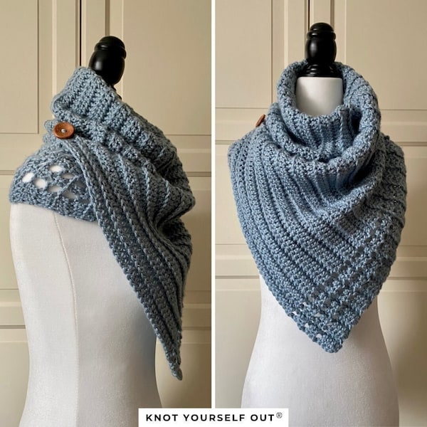 Beginner Button Wrap Scarf Crochet Cowl Pattern, Easy Scarf for Women, Easy Crochet Scarf, Easy Cowl-Scarf pdf *Bussin-Beginners Cowl-Scarf*