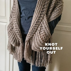 EASY Womens Scarf Pattern, Crochet Wrap Pattern Easy, Boho Crochet Shawl with Pockets and Fringe, Shawl Pattern, Crochet for Women, PDF, DIY image 1